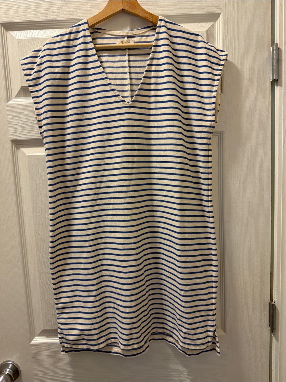 Madewell White and Blue Striped Mini Dress